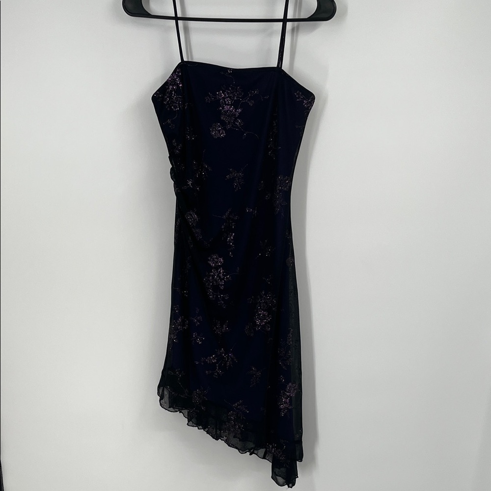 Vintage Candy Rocket Purple and Black Glitter Asymmetrical Dress Medium